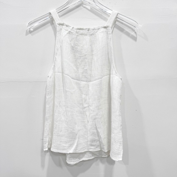 Anthropologie Cloth & Stone White Gauze Halter Tank Top Square Neck XS - Picture 6 of 8